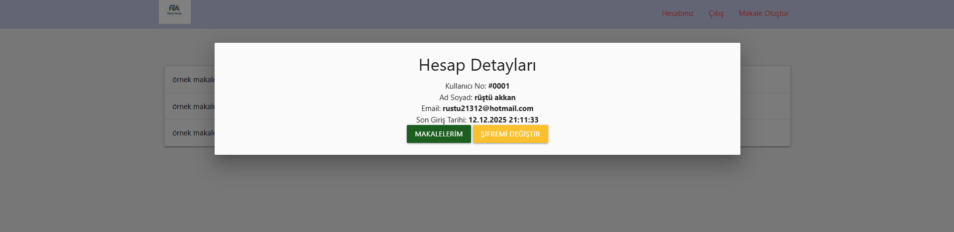 Kullanıcı Detayları