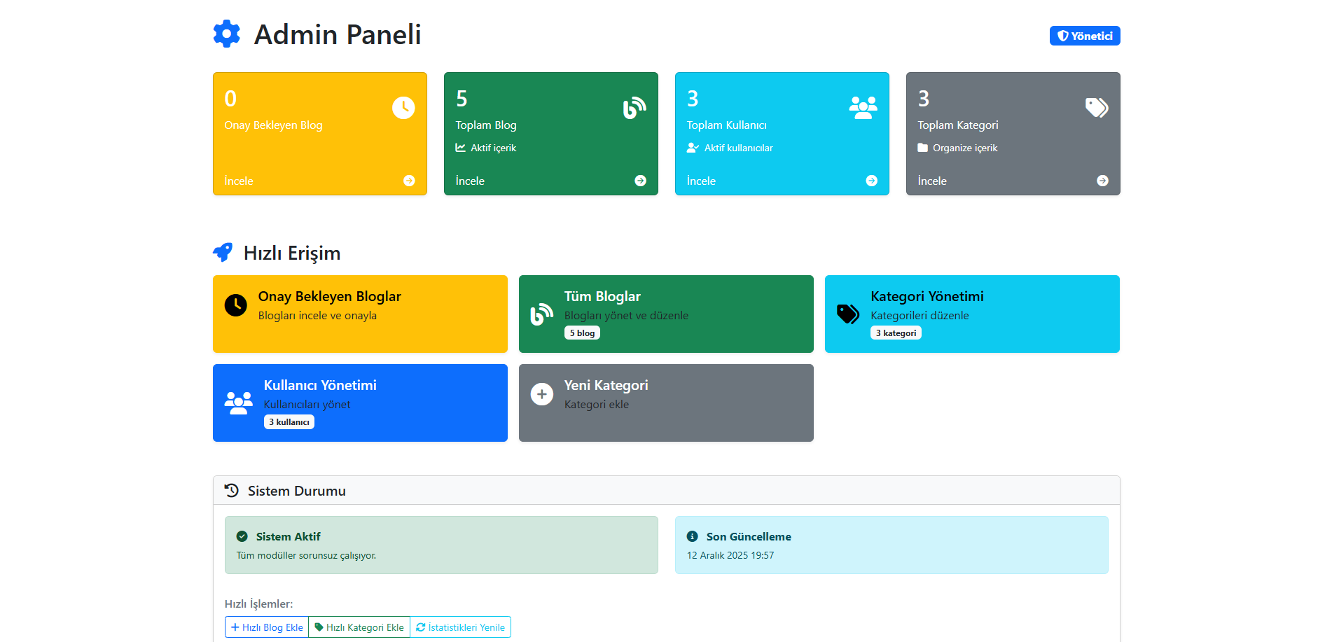 Admin Yönetim Paneli