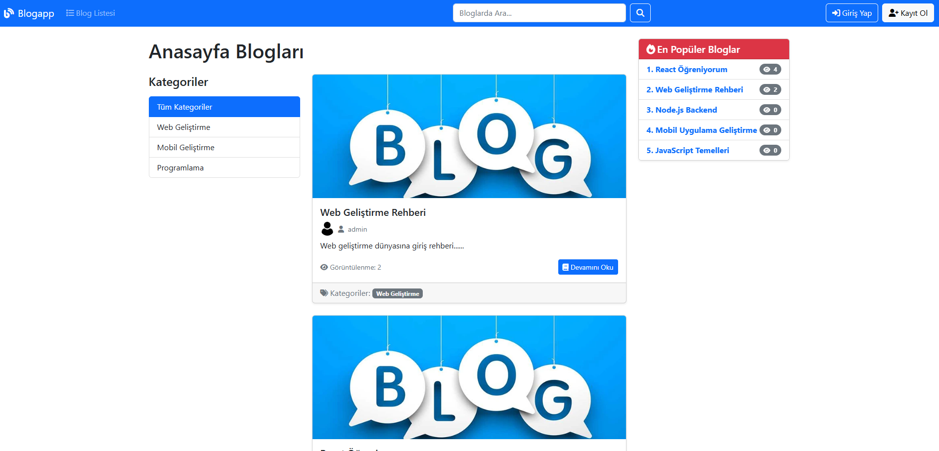 Node.js Blog Platformu