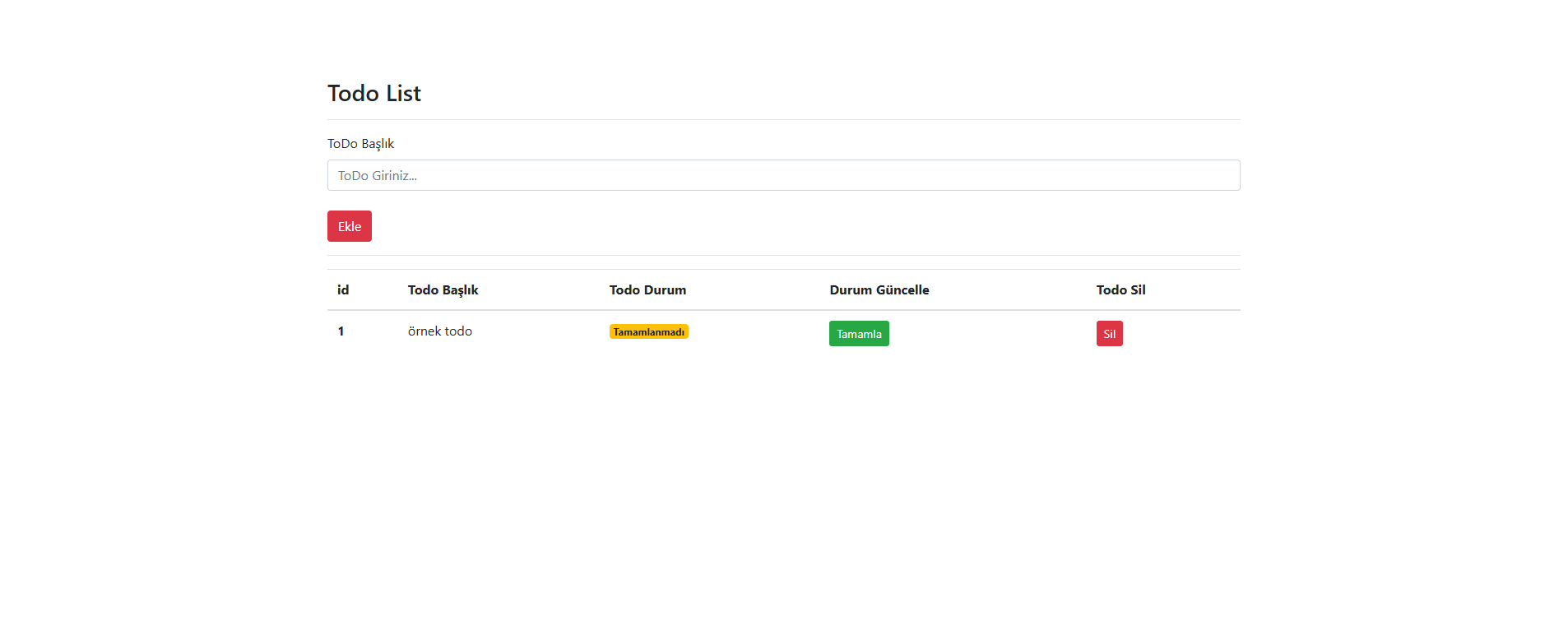 Flask Todo App Listeli Görevler